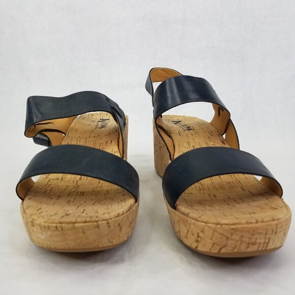 Korks Kork-Ease Austin Sandals Women 11 EU 43 Navy Leather Faux Cork Wedge Shoe - Picture 3 of 16